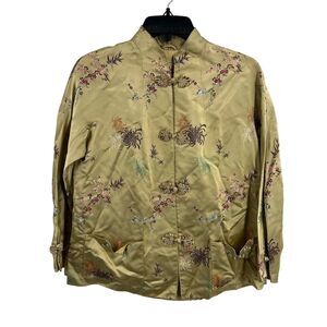 Vintage Peony Brand Shanghai Chinese Satin Jacket Gold